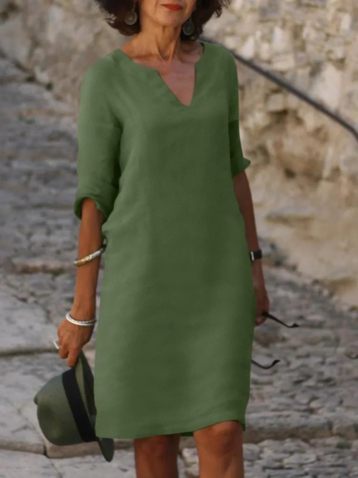 WW | Stilvolles Kleid Mit Elegantem V-ausschnitt