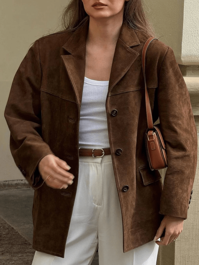 WW | Wildleder Leder Brauner Blazer Weich Und Bequem