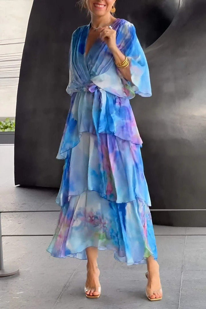 WW | Schick Elegantes Mehrfarbiges Maxikleid