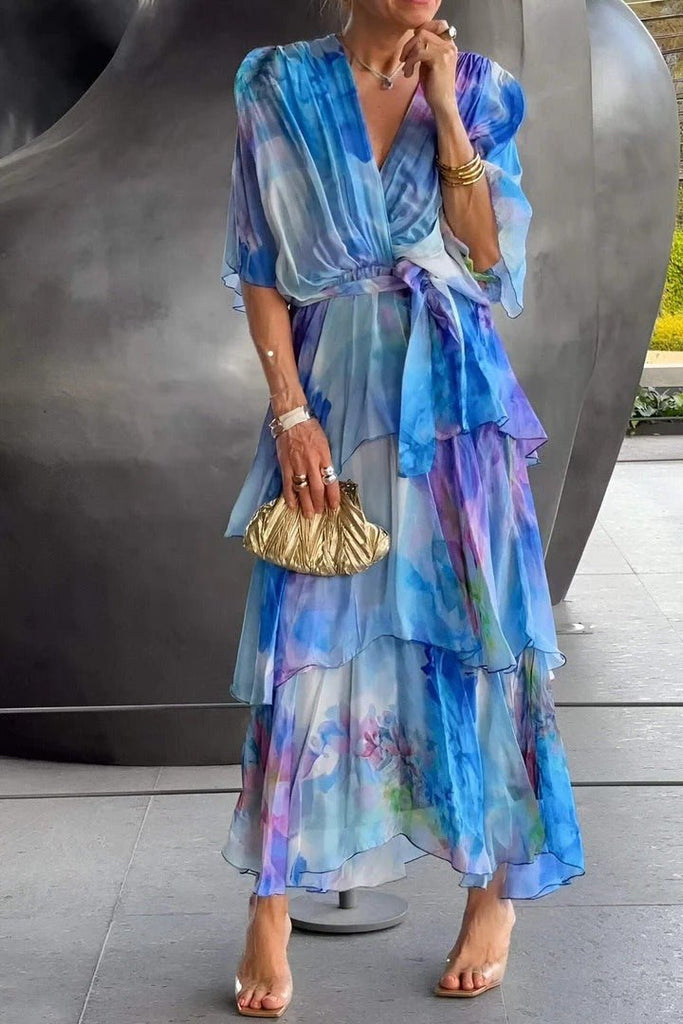 WW | Schick Elegantes Mehrfarbiges Maxikleid