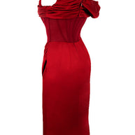 WW | Asymmetrisch drapiertes Midi-Korsettkleid