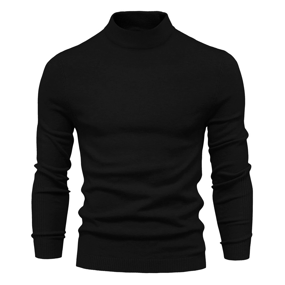 WW | Rollkragenpullover Herren Schwarz Strick Pullover