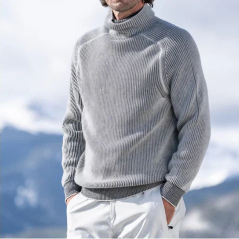 WW | Rollkragenpullover Herren Schwarz Warme Pullover