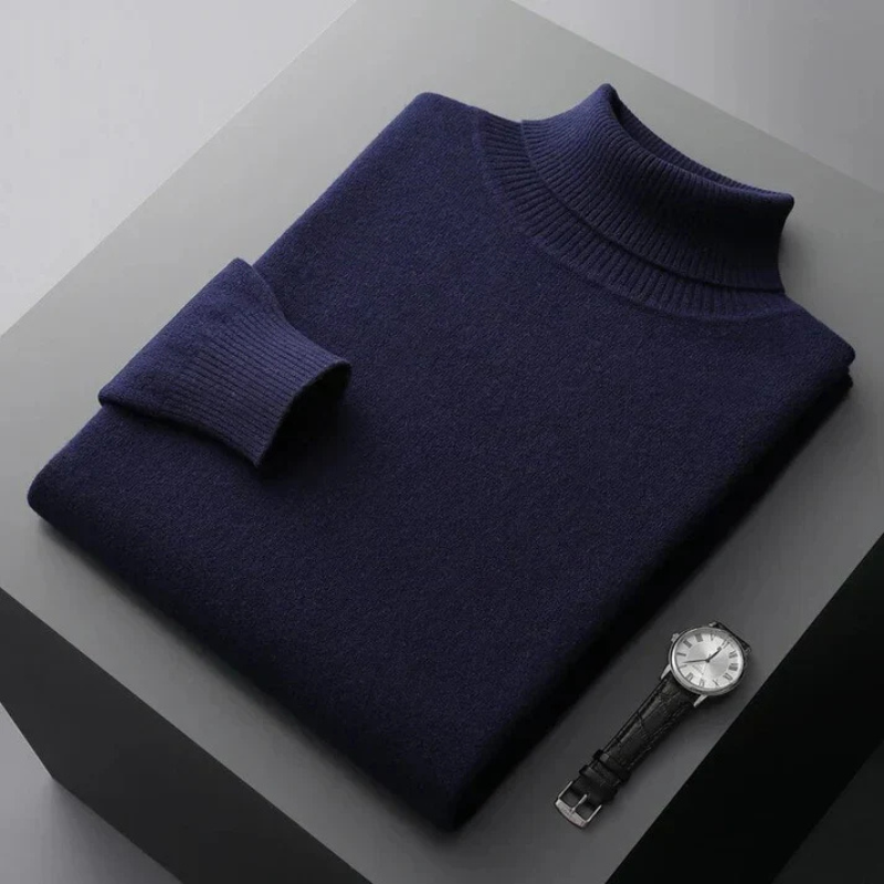 WW | Herren Rollkragenpullover Schwarz Warm Pullover