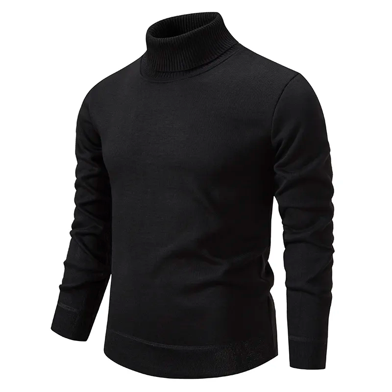 WW | Rollkragenpullover Herren Schwarz Warm Pullover