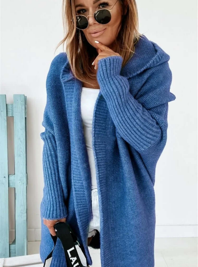 WW | Damen Strickjacke Schwarz Mit Kapuze