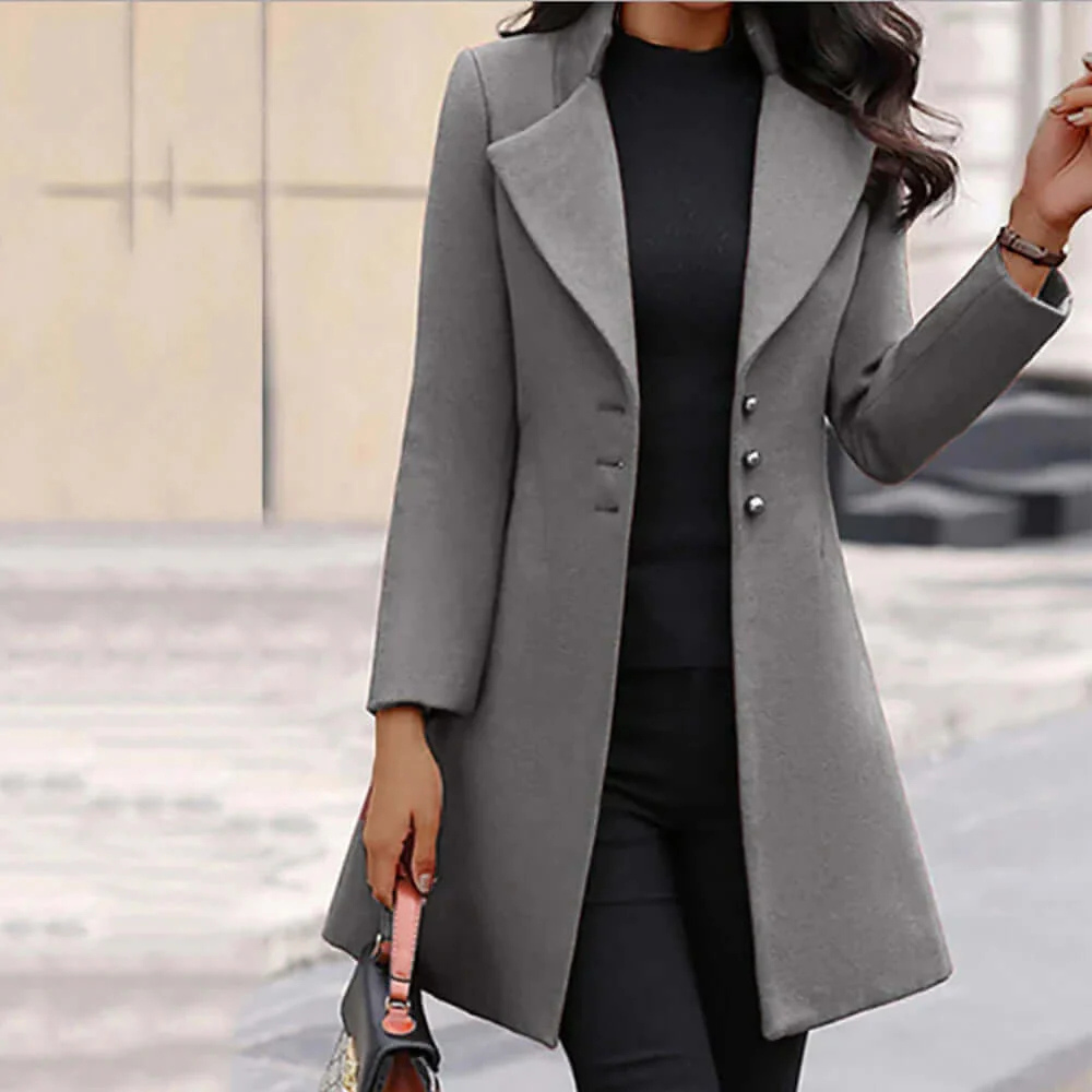 W&W Mode | Damen Schwarz Trenchcoat Übergangs Jacke