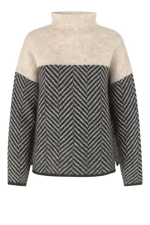 W&W Mode | Damen Rollkragenpullover mit Zweifarbdesign