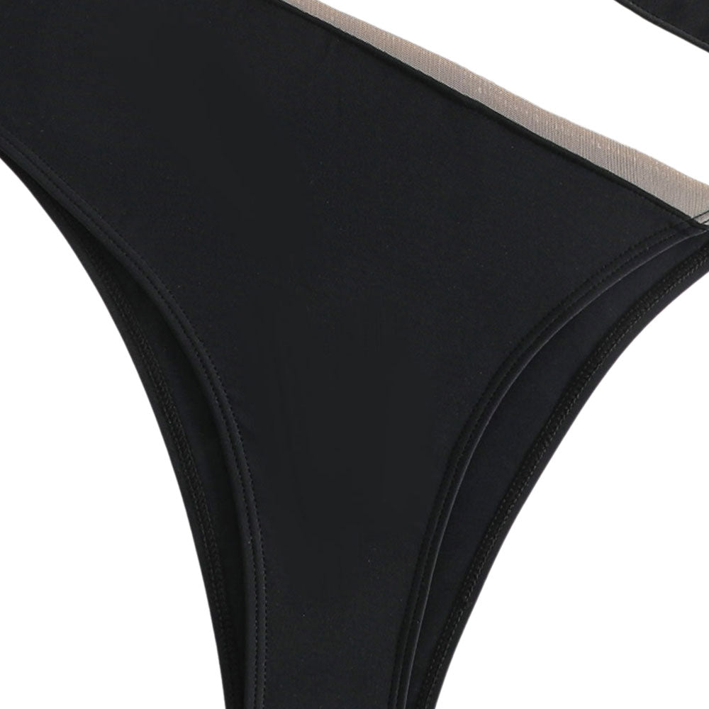 WW | Sexy Cheeky Durchsichtiger Mesh Panel Ein Schulter Brasilianischer Einteiler Badeanzug
