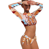 WW | Sexy Langarm Bikini Badeanzug Badebekleidung Bikini Satz Strandbekleidung Schwimmbekleidung