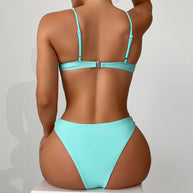WW | Sexy Rib Cutout Unterwired Bandeau Monokini Brasilian Einteiler Badeanzug