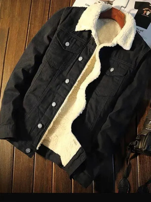 WW | Sherpa Knopf Fleece Männer Winter Denim Jacke
