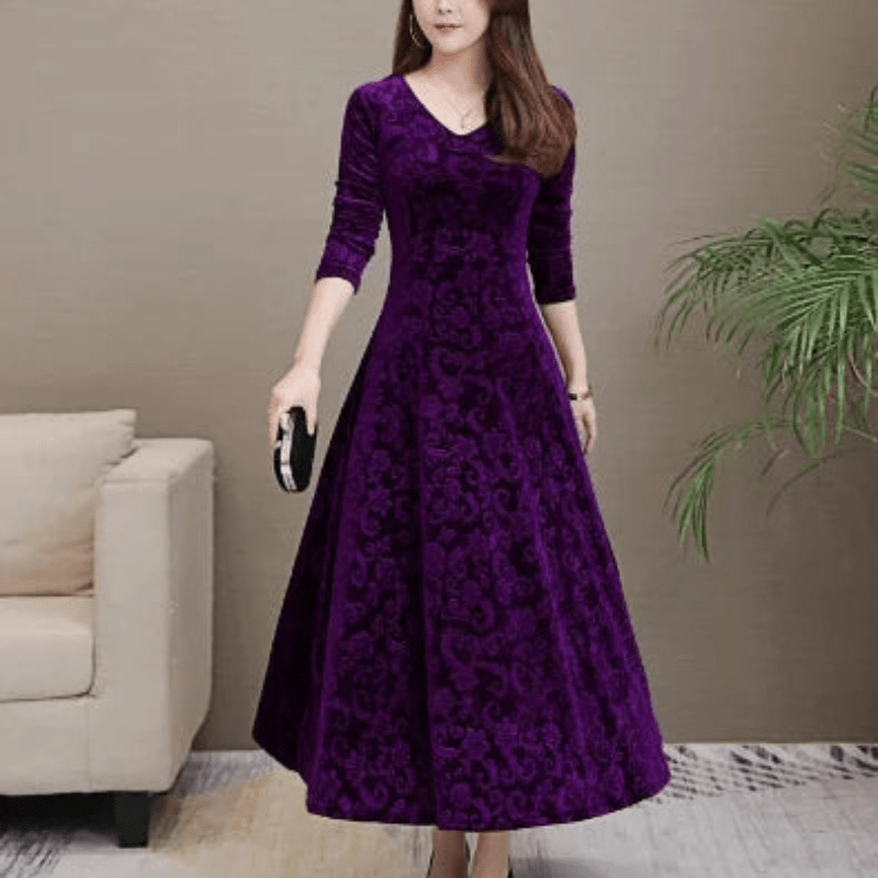 WW | Stilvolle Samt Kleid Formelles Damen Kleid