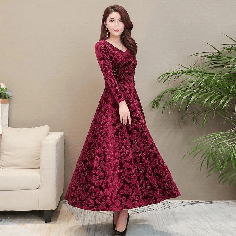 WW | Stilvolle Samt Kleid Formelles Damen Kleid