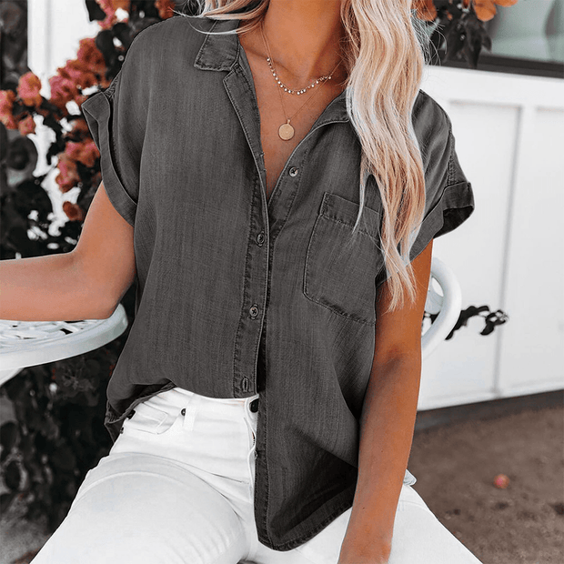 WW | Damen Top Stilvolle Jeansbluse Lässiger Und Moderner Look
