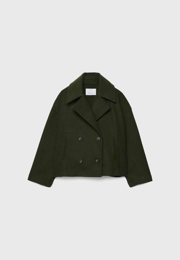 W&W Mode | Kurze Zweireihige Damenjacke Aus Wollmischung Mit Reverskragen