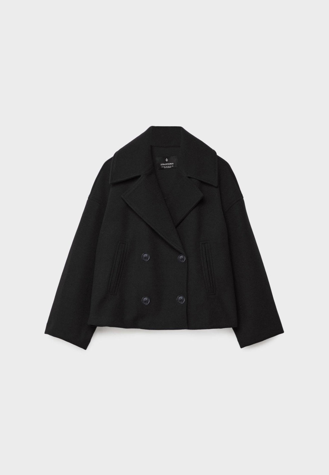 W&W Mode | Kurze Zweireihige Damenjacke Aus Wollmischung Mit Reverskragen