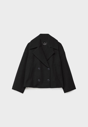 W&W Mode | Kurze Zweireihige Damenjacke Aus Wollmischung Mit Reverskragen