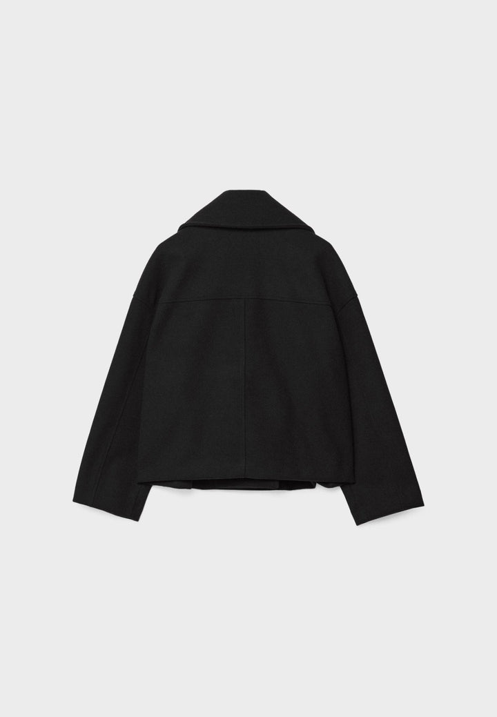 W&W Mode | Kurze Zweireihige Damenjacke Aus Wollmischung Mit Reverskragen