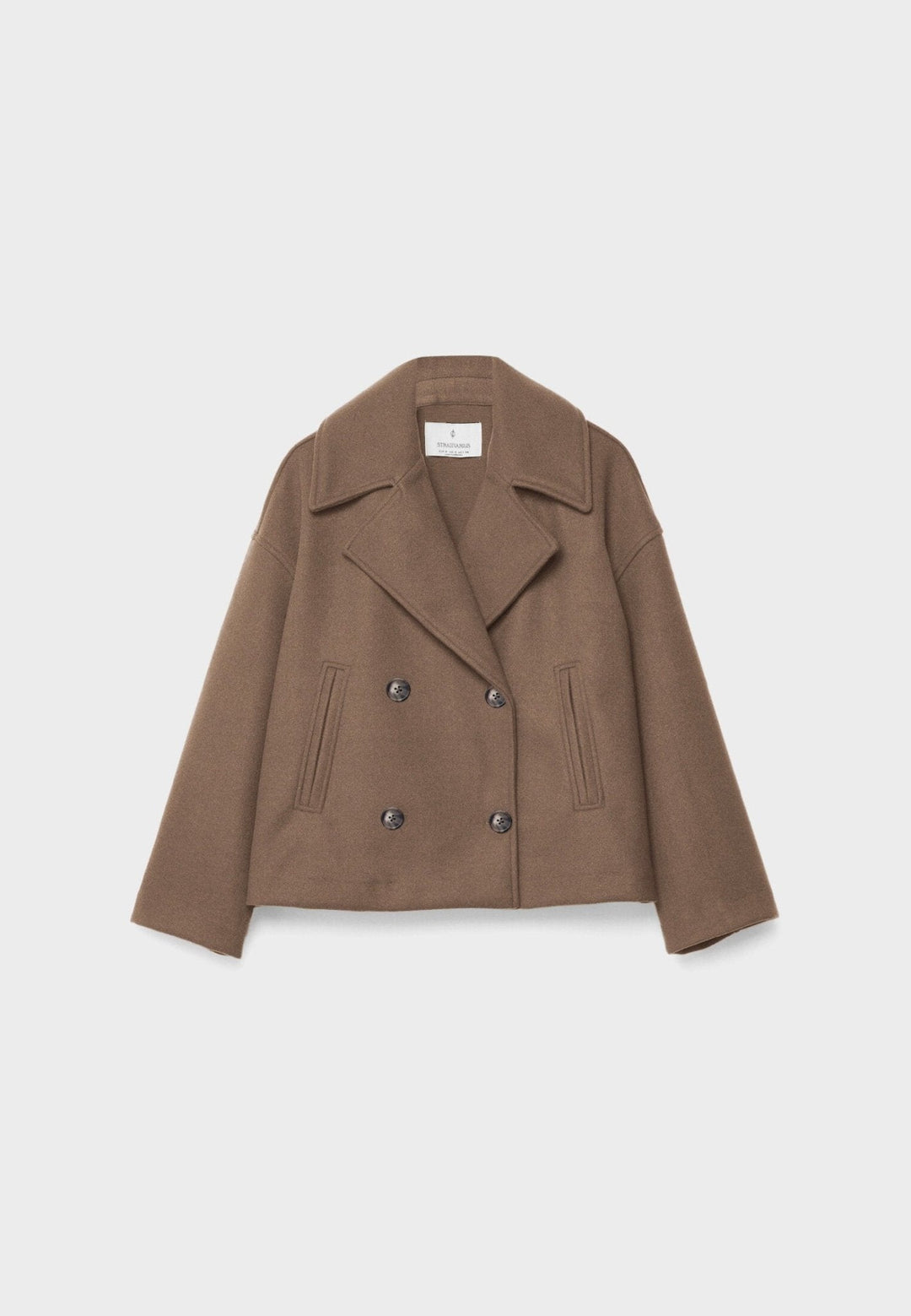 W&W Mode | Kurze Zweireihige Damenjacke Aus Wollmischung Mit Reverskragen