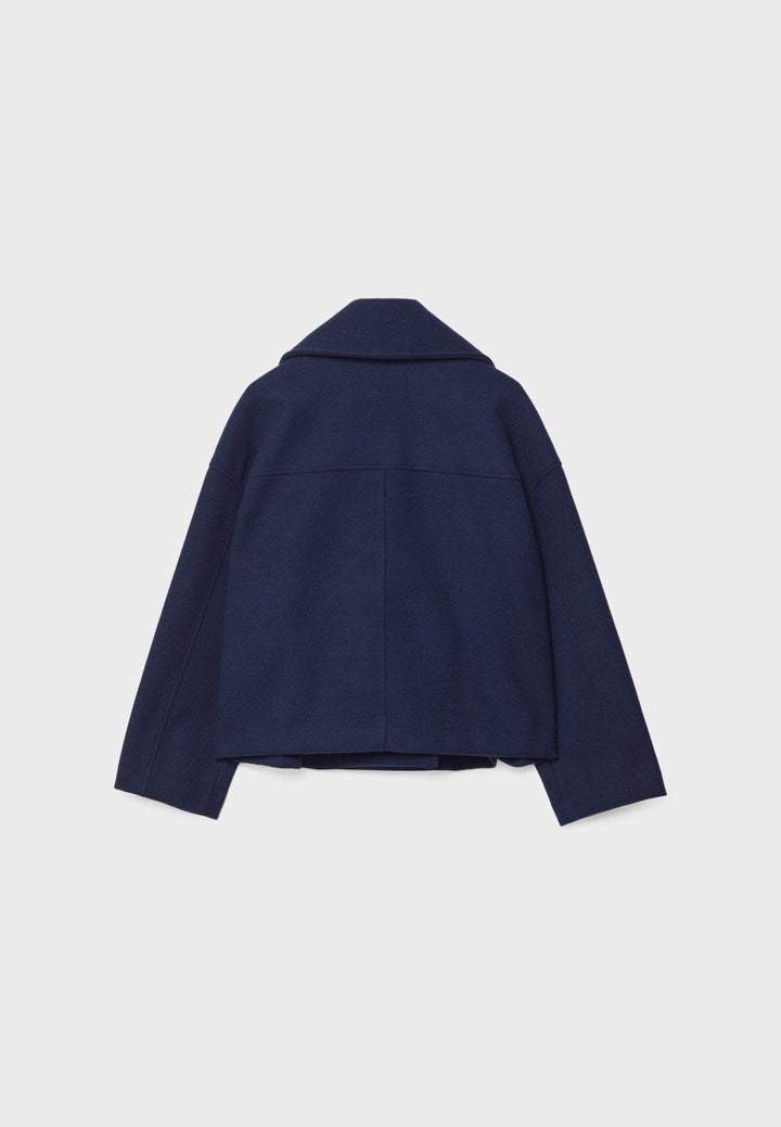 W&W Mode | Kurze Zweireihige Damenjacke Aus Wollmischung Mit Reverskragen