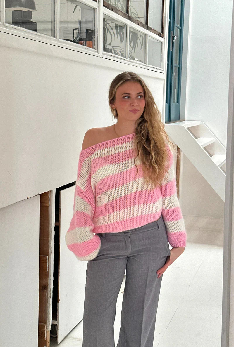 WW | Off Shoulder Gestreifte Pullover Für Damen