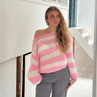 WW | Off Shoulder Gestreifte Pullover Für Damen