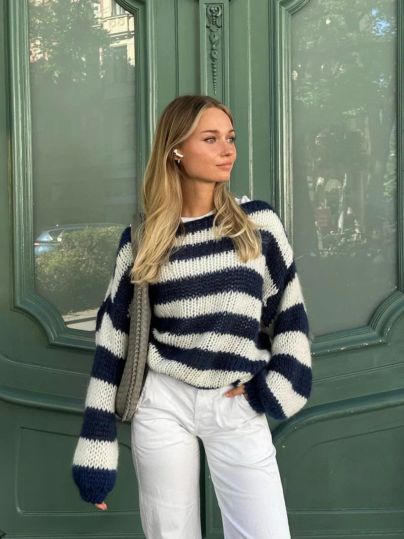 WW | Off Shoulder Gestreifte Pullover Für Damen