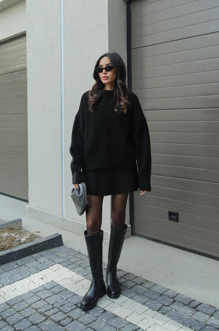W&W Mode | teilige Strickset - Damenpullover und Rock mit lässiger Passform