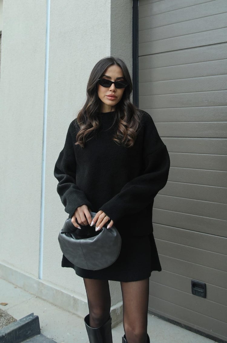 WW | teilige Strickset - Damenpullover und Rock mit lässiger Passform