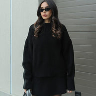 WW | teilige Strickset - Damenpullover und Rock mit lässiger Passform