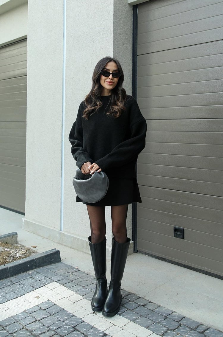 W&W Mode | teilige Strickset - Damenpullover und Rock mit lässiger Passform