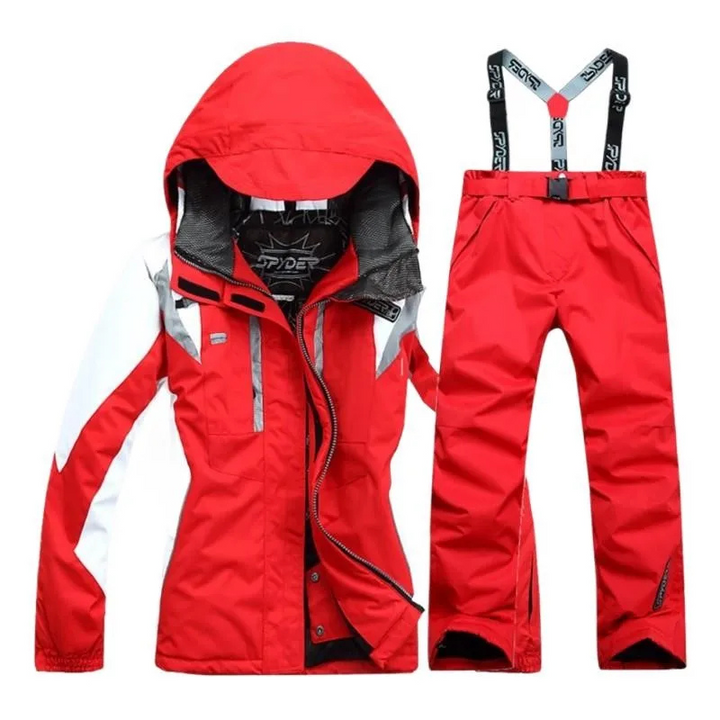 Damen Skianzug, zweiteilig mit Kapuzenjacke und passender Hose