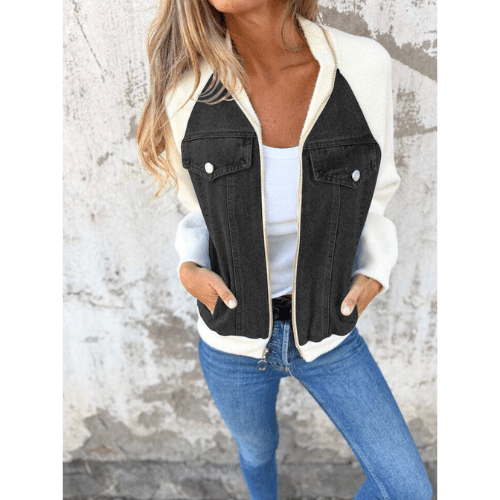 WW | Damenjacke Herbstjacke Damen Trendy Design Damen Jeansjacke Lässiger Look