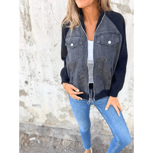WW | Damenjacke Herbstjacke Damen Trendy Design Damen Jeansjacke Lässiger Look