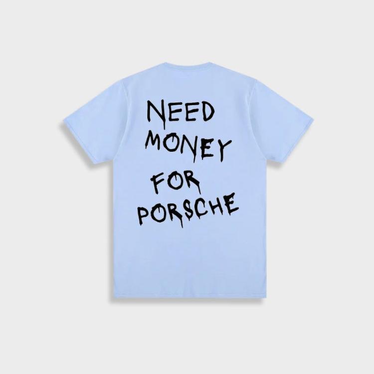 WW | Herren Weinlese 'need Money for Porsche' Baumwoll T-Shirt