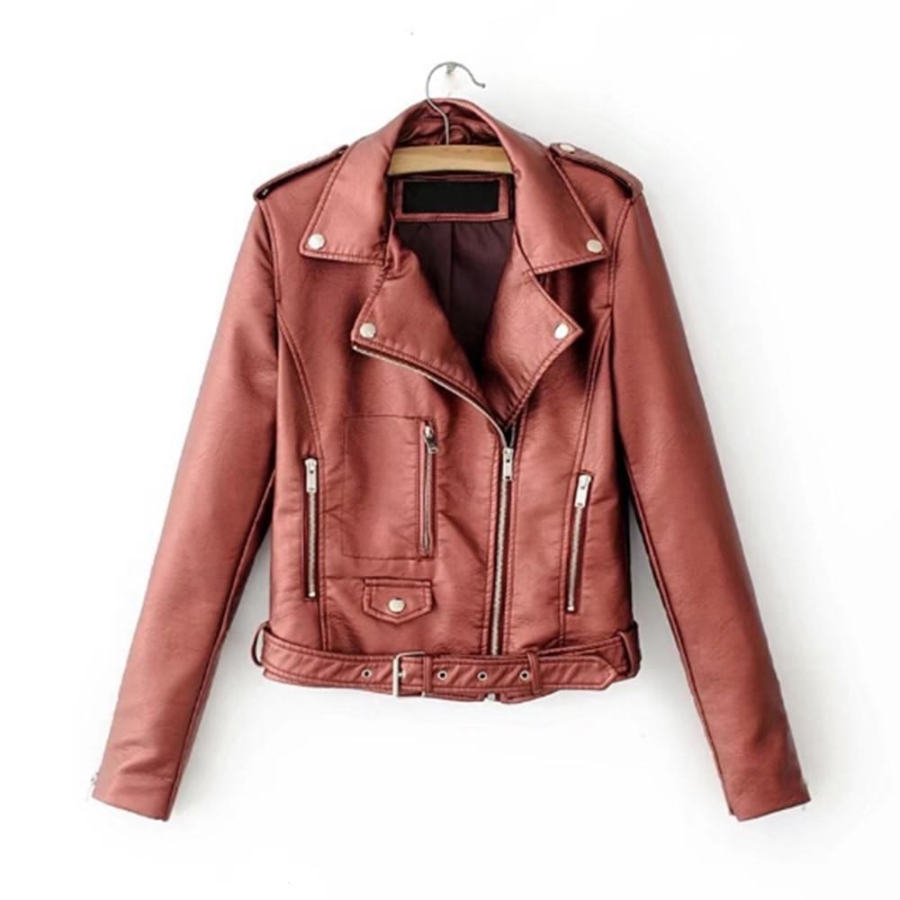 WW | Slim Kurze Lederjacke Reißverschluss Faux Oberbekleidung