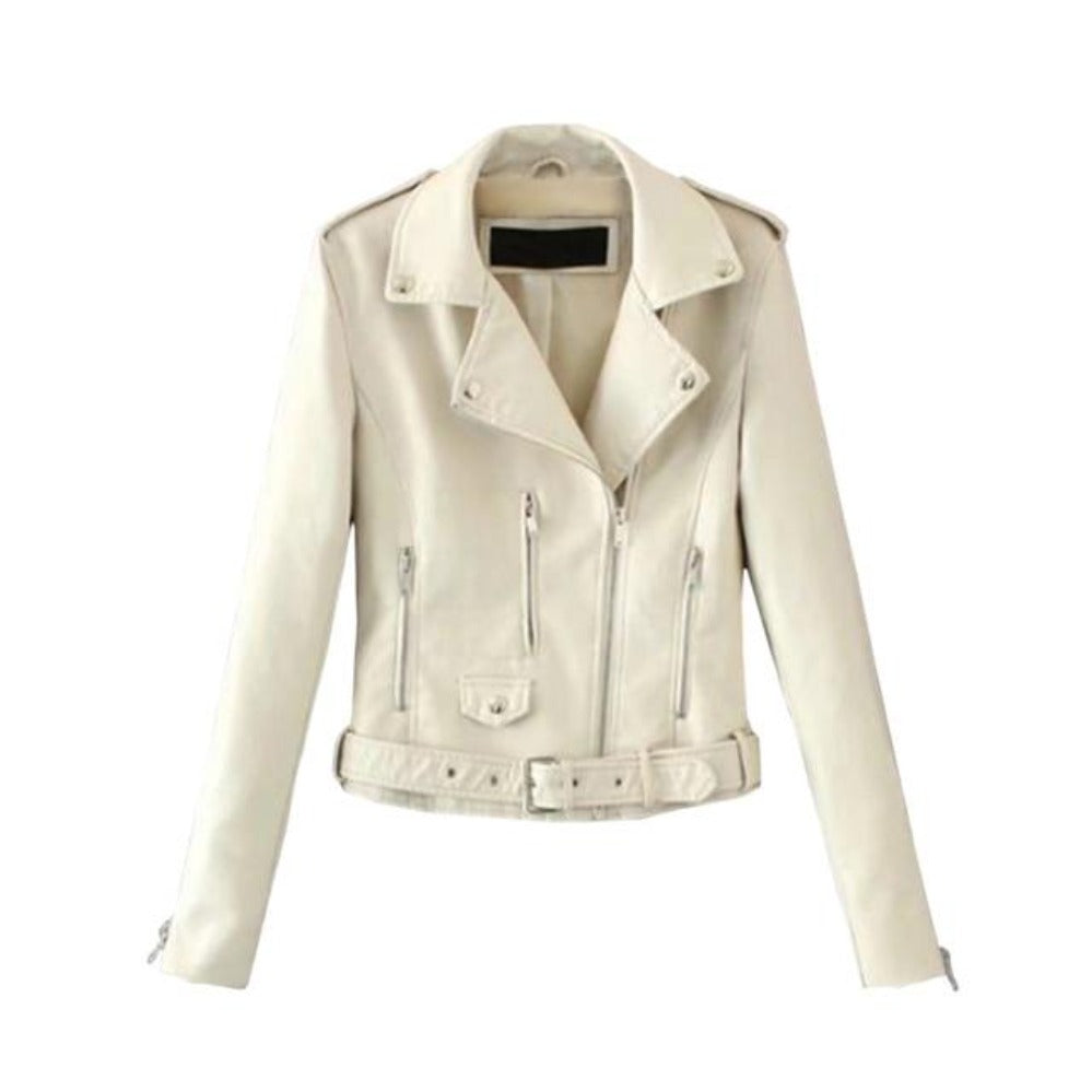 WW | Slim Kurze Lederjacke Reißverschluss Faux Oberbekleidung