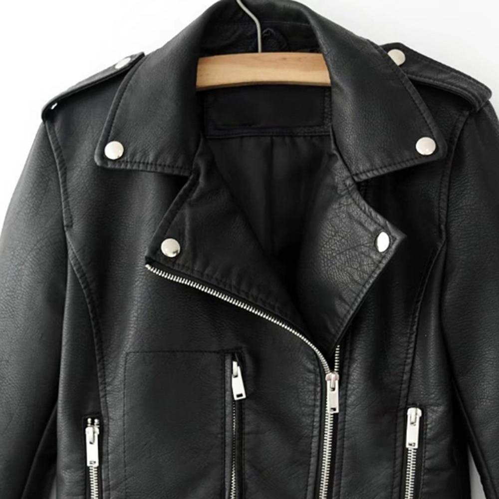 WW | Slim Kurze Lederjacke Reißverschluss Faux Oberbekleidung