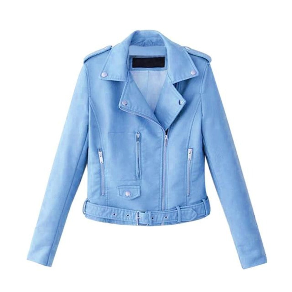 WW | Slim Kurze Lederjacke Reißverschluss Faux Oberbekleidung