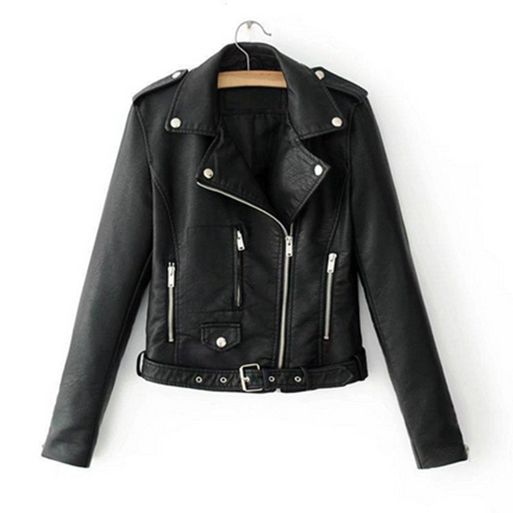 WW | Slim Kurze Lederjacke Reißverschluss Faux Oberbekleidung