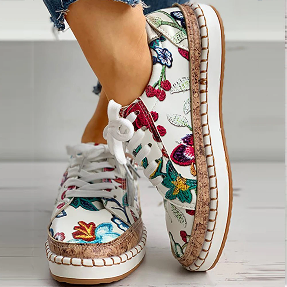 W&W Mode | Blumendruck Schuhe Mit Ergonomischem Fußbett