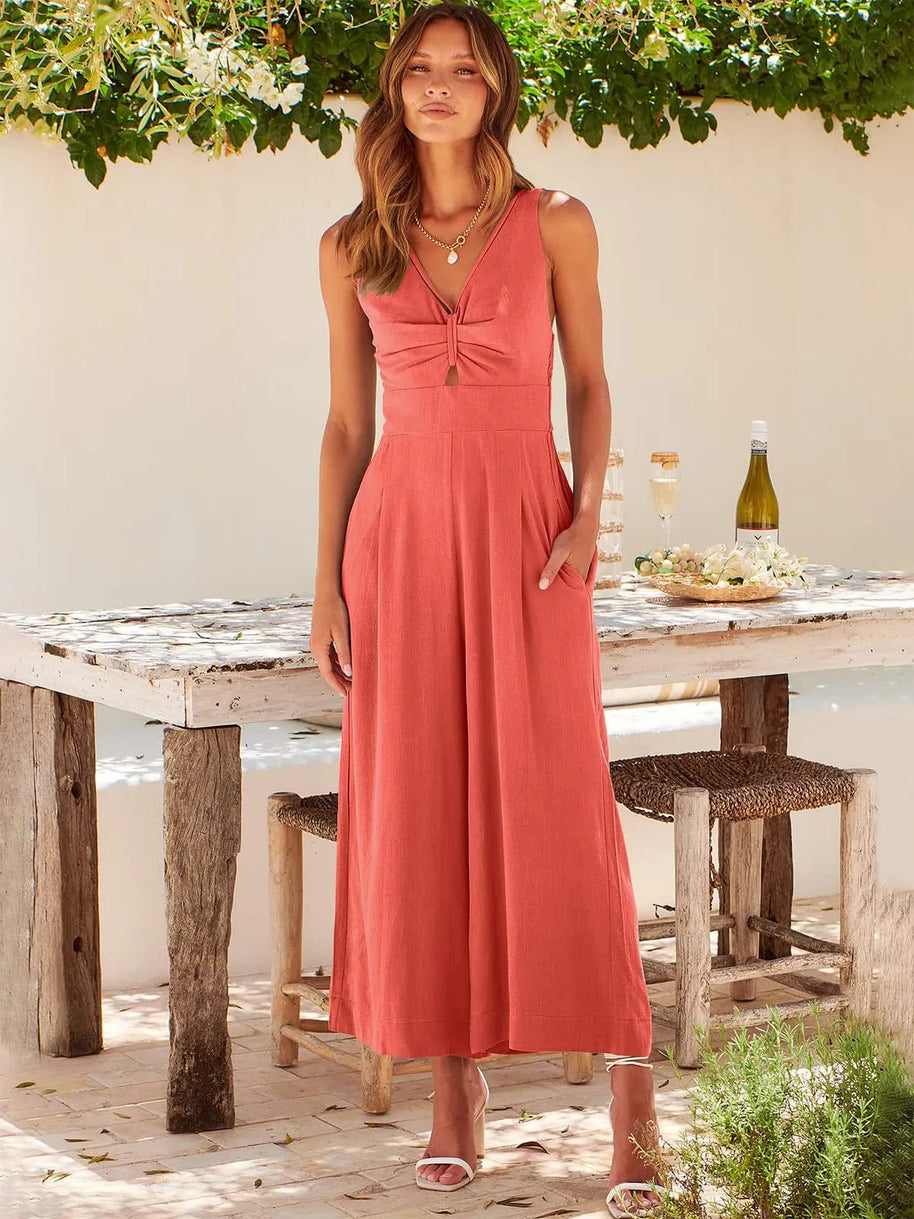 Ärmelloses Elegantes Overall mit Weitem Bein