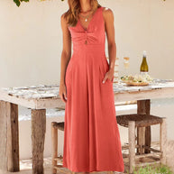 Ärmelloses Elegantes Overall mit Weitem Bein