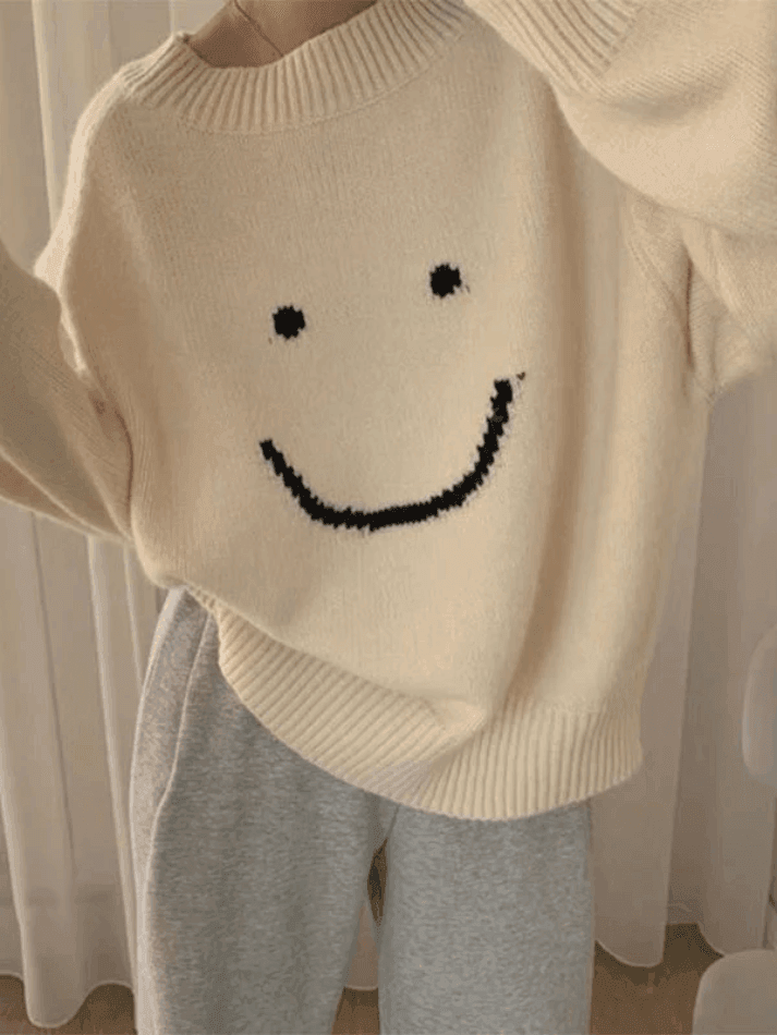 WW | Smiley Face Übergroßer Pullover