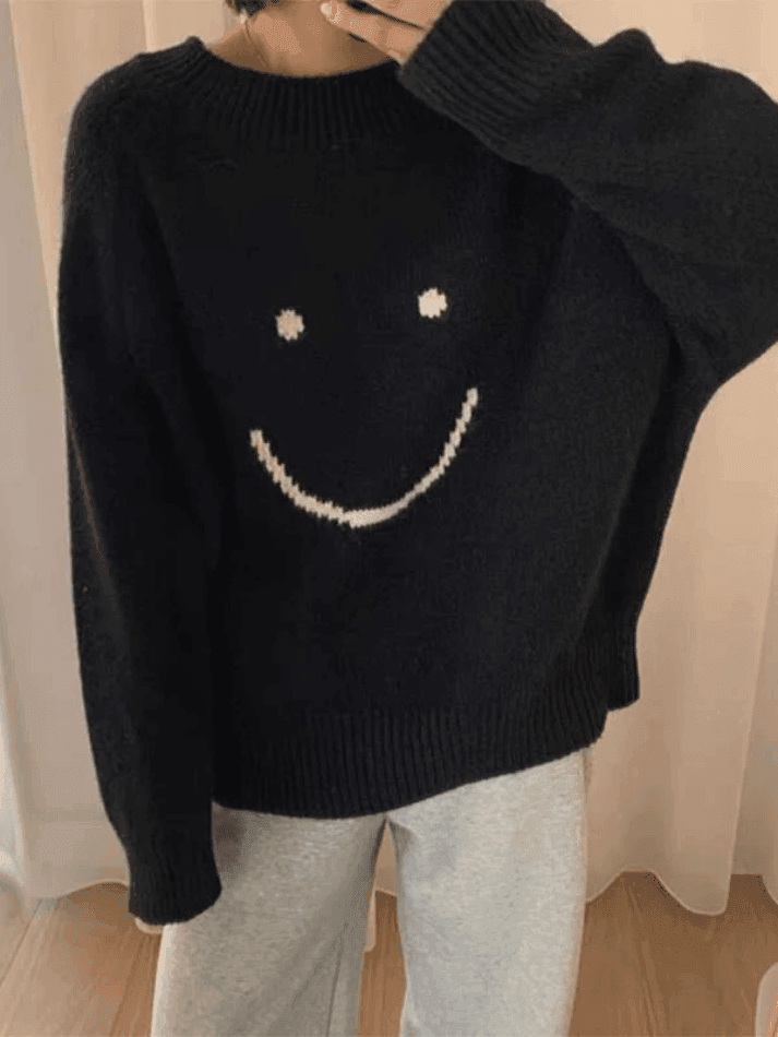 WW | Smiley Face Übergroßer Pullover