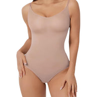 WW | Bodysuit Verstellbare Spaghetti Träger Tiefer V-ausschnitt Stretch Fit Shapewear