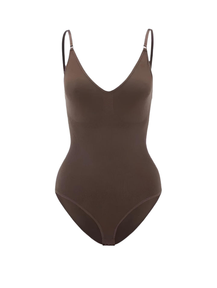 W&W Mode | Bodysuit Verstellbare Spaghetti Träger Tiefer V-ausschnitt Stretch Fit Shapewear