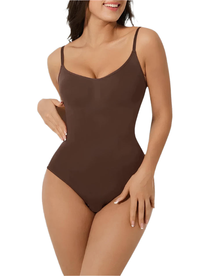 W&W Mode | Bodysuit Verstellbare Spaghetti Träger Tiefer V-ausschnitt Stretch Fit Shapewear