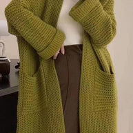 WW | Solid Baggy Strick Lange Strickjacke